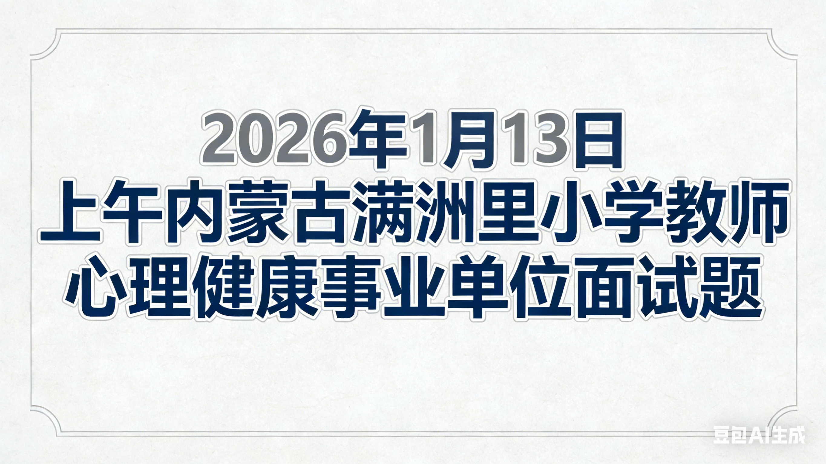 2026年1月13日上午内蒙古满洲里小学教师心理健康事业单位面试题